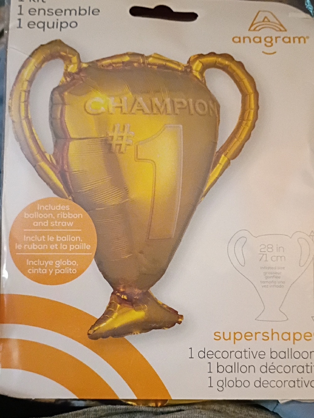 Anagram Gold Champion #1 Trophy Supershape Balloon